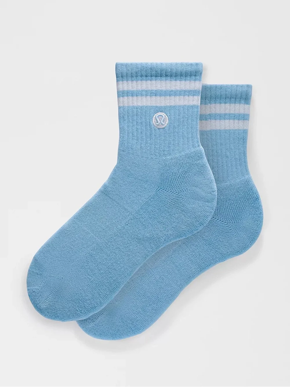 lululemon athletica Light Blue Crew Socks with White Stripes